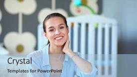  Presentation with veteran mom childre - Cool new slides with floor near children's cot backdrop and a light blue colored foreground