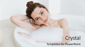  Presentation with foam - Presentation theme having young woman sitting in bathtub background and a white colored foreground