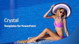  Presentation with beautiful young woman getting face - Theme featuring young woman sitting on ledge background and a teal colored foreground