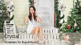  Presentation with christmas music - Cool new slide deck with young woman sitting on threshold backdrop and a soft green colored foreground