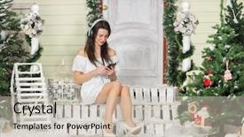  Presentation with christmas music - Cool new slide deck with young woman sitting on threshold backdrop and a soft green colored foreground