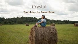  Presentation with hay field - PPT layouts enhanced with young-woman-sitting background and a sky blue colored foreground