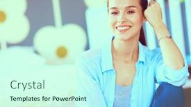  Presentation with mom - Slides having young-woman-sitting background and a cool aqua colored foreground