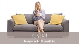  Presentation with handball champions league cup - Cool new presentation theme with young-woman-sitting backdrop and a gray colored foreground