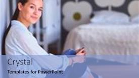  Presentation with young children - Presentation theme featuring young-woman-sitting background and a light blue colored foreground