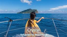  Presentation with sail - Slide deck enhanced with young-woman-sitting background and a ocean colored foreground