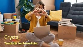  Presentation with romantic love - Presentation theme having young-woman-sitting background and a tawny brown colored foreground