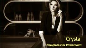  Presentation with outdoor mall - Slide set consisting of young-woman-sitting background and a wine colored foreground