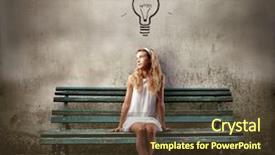  Presentation with park - PPT theme consisting of young woman sitting background and a tawny brown colored foreground