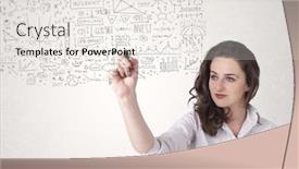  Presentation with sketching - Colorful slides enhanced with young woman sketching and calculating thoughts and ideas backdrop and a white colored foreground