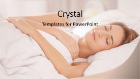  Presentation with chemistry white pills - PPT theme enhanced with young woman sleeping on white background and a lemonade colored foreground