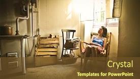  Presentation with old young - Beautiful slides featuring young woman sleeping in an old house backdrop and a tawny brown colored foreground