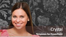  Presentation with vintage - Slide set enhanced with young-woman-smiling-against background and a tawny brown colored foreground