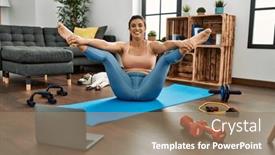  Presentation with confident - Slides with young-woman-smiling-confident-having background and a coral colored foreground