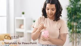  Presentation with bank - Presentation featuring young-woman-smiling-confident-inserting background and a lemonade colored foreground