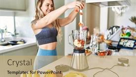  Presentation with confident - Presentation consisting of young-woman-smiling-confident-pouring background and a coral colored foreground