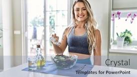  Presentation with confident - PPT theme consisting of young-woman-smiling-confident-pouring background and a  colored foreground