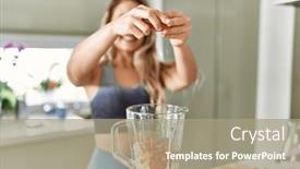  Presentation with strawberries - Slide set enhanced with young-woman-smiling-confident-pouring background and a mint green colored foreground