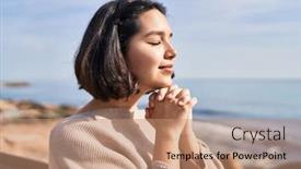  Presentation with confident - Slide deck consisting of young-woman-smiling-confident-praying background and a  colored foreground