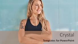  Presentation with confident - PPT layouts consisting of young-woman-smiling-confident-standing background and a  colored foreground