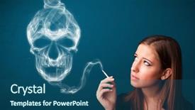  Presentation with toxic - Theme consisting of young woman smoking dangerous cigarette background and a ocean colored foreground