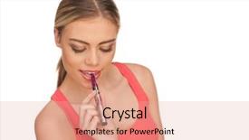  Presentation with smoking - PPT theme with young woman smoking e-cigarette background and a coral colored foreground