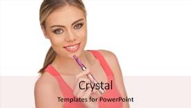  Presentation with cigarette - Slide deck having young woman smoking e-cigarette background and a lemonade colored foreground