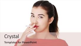  Presentation with power electronic - Slides featuring young woman smoking electronic cigarette background and a lemonade colored foreground