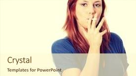  Presentation with electronic health records emr - PPT layouts featuring young woman smoking electronic cigarette background and a cream colored foreground