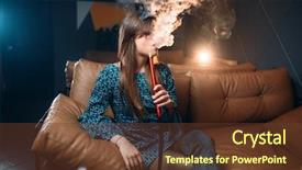  Presentation with hookah - Presentation theme enhanced with young woman smoking hookah background and a tawny brown colored foreground