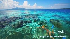  Presentation with coral reef - Theme featuring young-woman-snorkeling-in-coral background and a ocean colored foreground