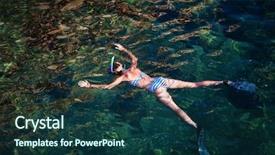 Presentation with lagoon - Cool new slides with young woman snorkeling in tropical lagoon backdrop and a ocean colored foreground