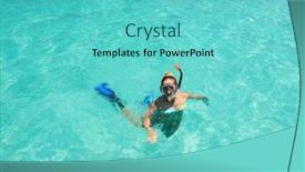  Presentation with lagoon - Audience pleasing theme consisting of young woman snorkeling in a tropical lagoon backdrop and a seafoam green colored foreground
