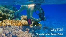  Presentation with tropical - Amazing presentation design having young-woman-snorkels-in-tropical backdrop and a ocean colored foreground