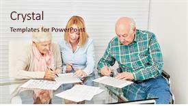  Presentation with seniors - PPT layouts enhanced with young woman solve puzzle background and a lemonade colored foreground