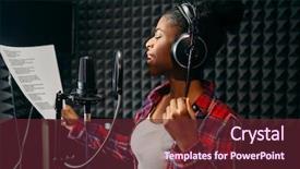  Presentation with audiotape audio studio - Amazing slides having young woman songs in audio backdrop and a  colored foreground