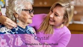  Presentation with elderly home - Slides having young-woman-spending-time background and a lilac colored foreground