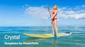  Presentation with active lifestyle - Slide deck having young woman stand up paddle background and a teal colored foreground