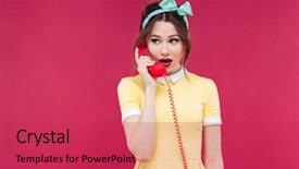  Presentation with sheep flock lambs standing - PPT theme featuring young woman standing and talking background and a red colored foreground