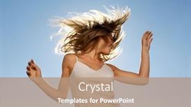  Presentation with tossing - Presentation theme having young-woman-standing-in-front background and a coral colored foreground