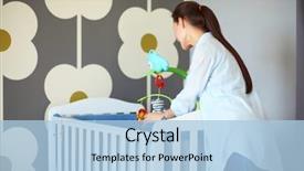  Presentation with young children - Amazing slide set having standing near children's cot backdrop and a light blue colored foreground