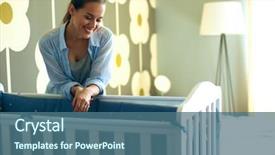  Presentation with young children - Theme with standing near children's cot background and a ocean colored foreground