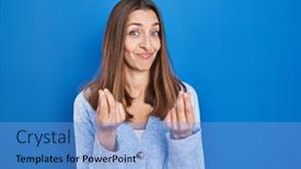  Presentation with salary - Theme featuring young-woman-standing-over-blue background and a light blue colored foreground