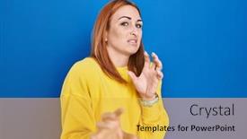  Presentation with blue - PPT layouts enhanced with young-woman-standing-over-blue background and a yellow colored foreground