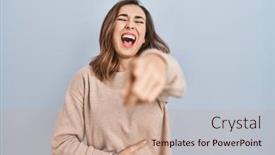  Presentation with shame - Presentation featuring young-woman-standing-over-isolated background and a coral colored foreground