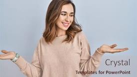  Presentation with comparison - Slide set consisting of young-woman-standing-over-isolated background and a soft green colored foreground