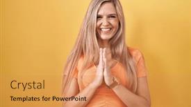  Presentation with forgiveness - Presentation theme with young-woman-standing-over-yellow background and a yellow colored foreground