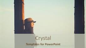  Presentation with under water - Cool new presentation design with young woman standing under the pier in a sea water enjoy autumn sunset light and relax backdrop and a soft green colored foreground