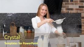  Presentation with cocoa - PPT layouts with young-woman-standing background and a violet colored foreground