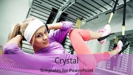  Presentation with functional medicine - Cool new slides with young woman streching muscles functional backdrop and a lilac colored foreground